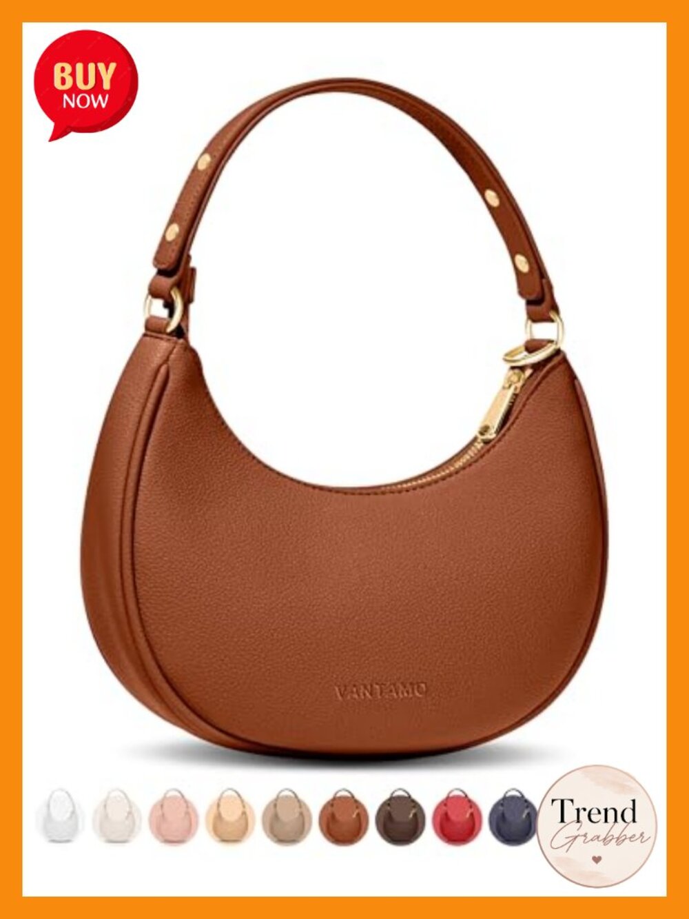 Crescent Half Moon RFID Clutch Crossbody Bag with Anti-Theft Clip